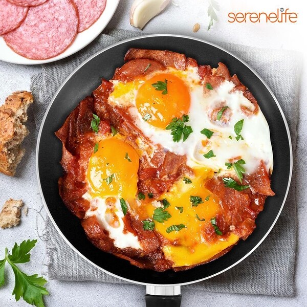 SereneLife 15 Piece Pots and Pans Non Stick Chef Kitchenware Cookware Set, Blue - 14.97