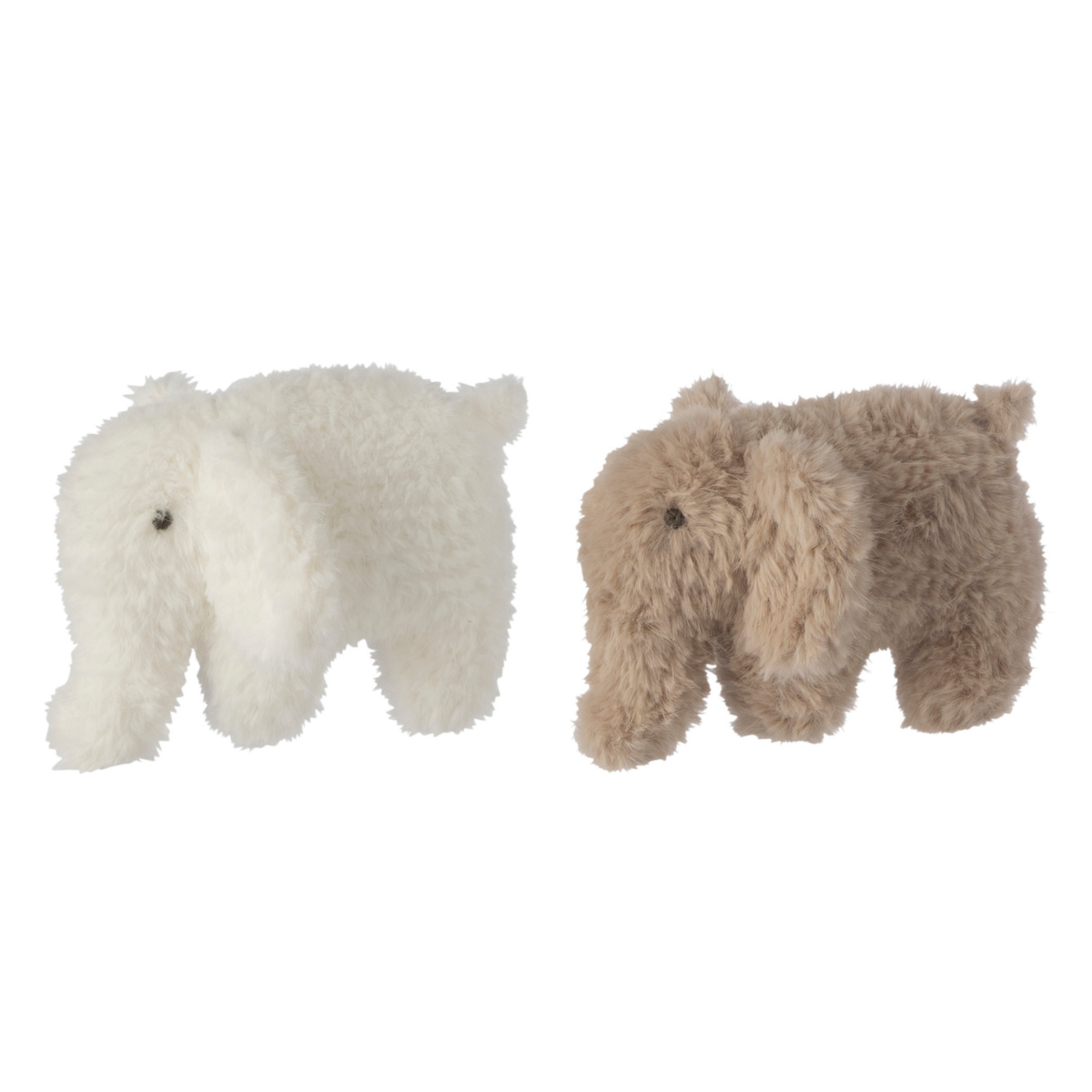 J-Line knuffelbeer Olifant - polyester - wit/beige - small - set van 2