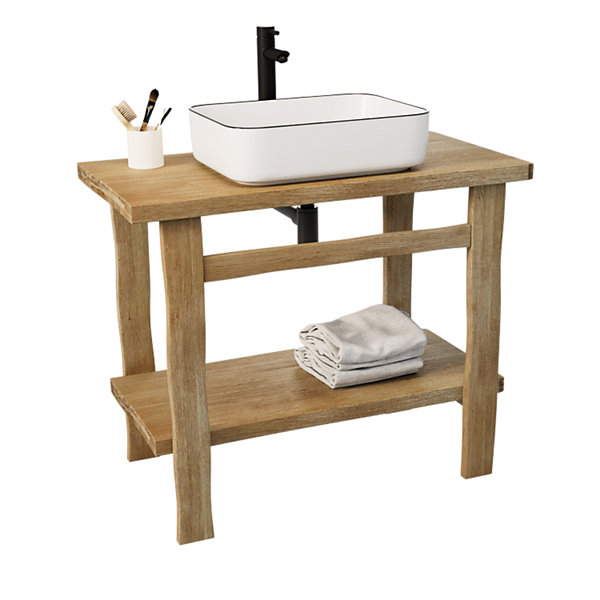 Meuble vasque en chêne massif vieilli l.95 x H.78 x P.50 cm, Homesight Taby