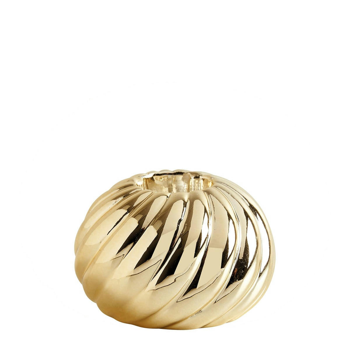 - Bougeoir côtelé doré en céramique - Petit modèle