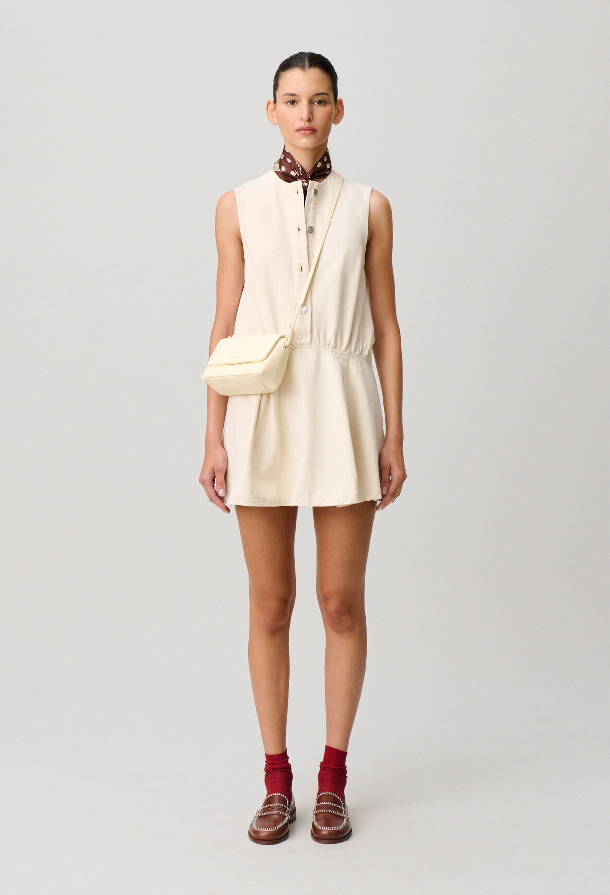 Robe courte évasée denim clair