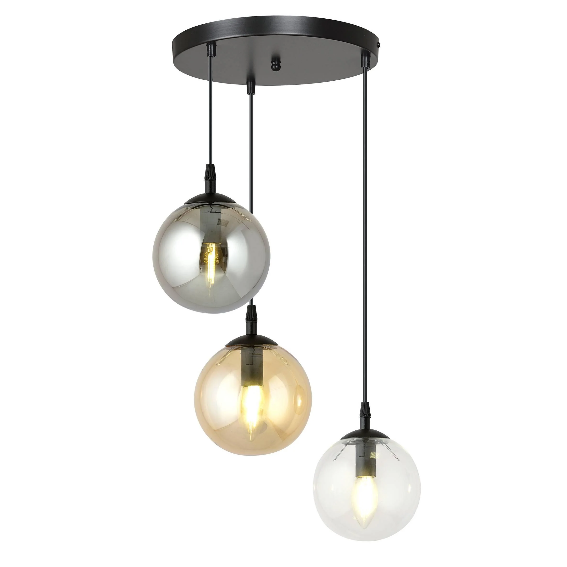 Glazen hanglamp eetkamer Cosmo 3-lichts