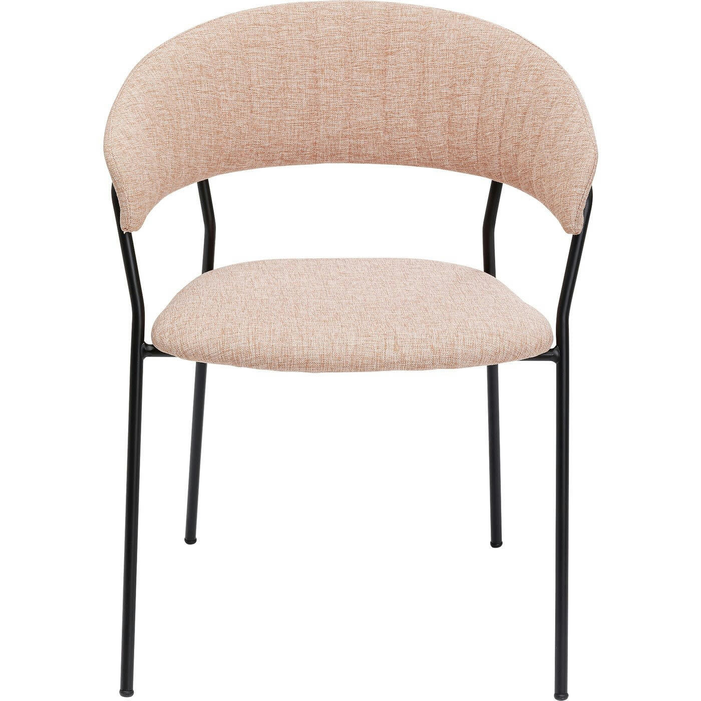BELLE - Chaise avec accoudoirs en polyester rose et acier noir