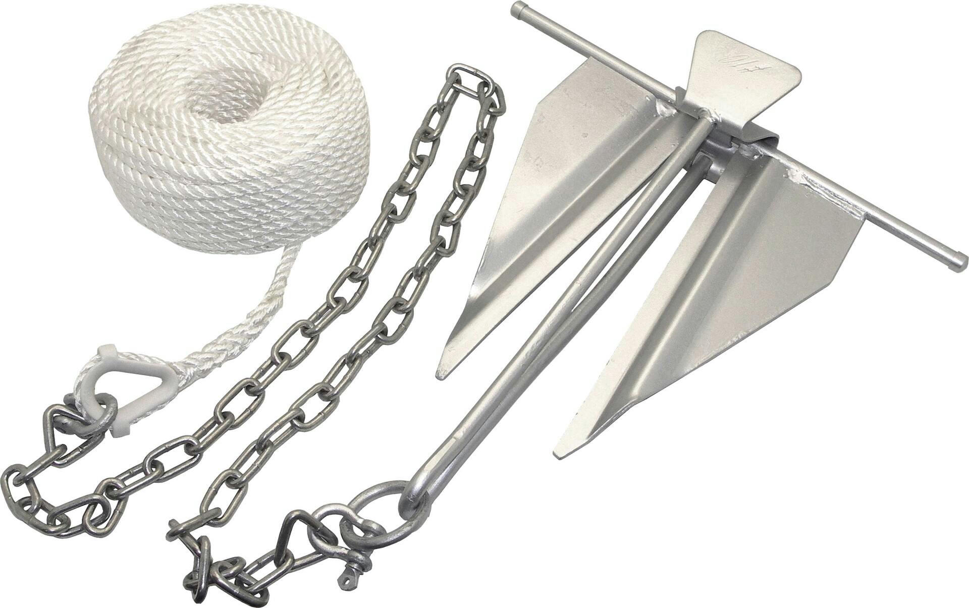Leopard Galvanized Slip Ring #7 Anchor Kit, Includes Chain & Rope 5-lb