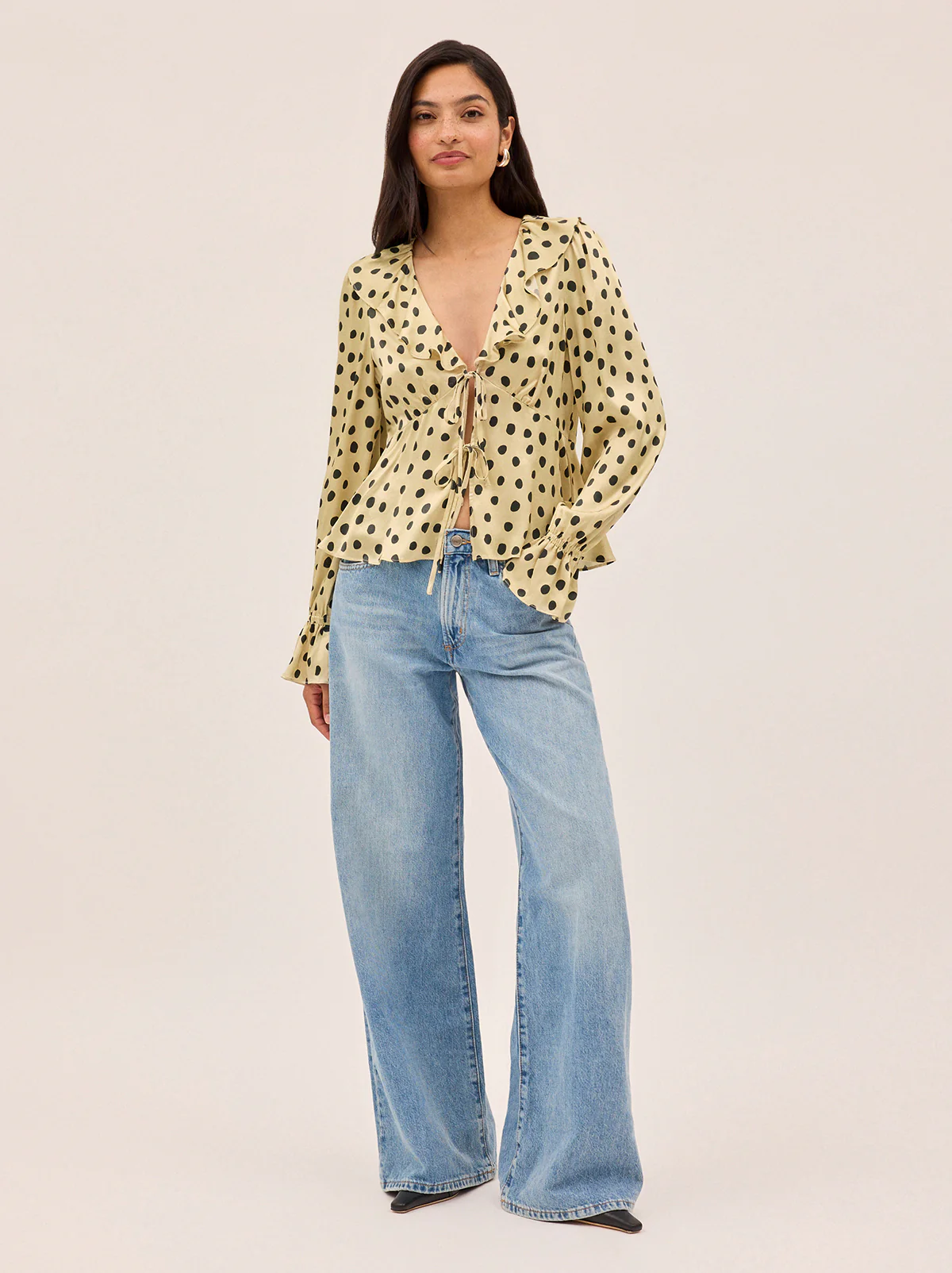 Ione Butter Polka Dot Satin Top