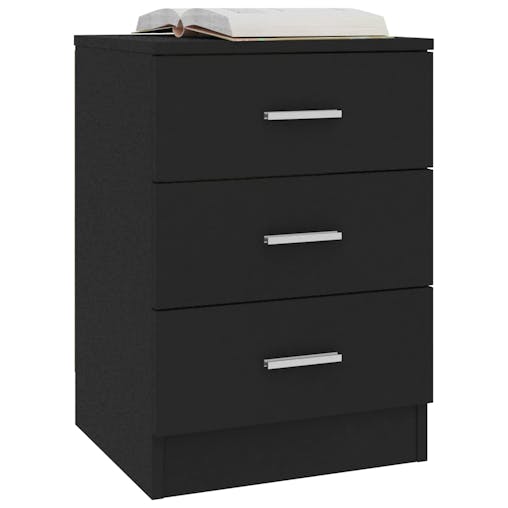 NNEVL Bedside Cabinet Black 38x35x56 cm Chipboard