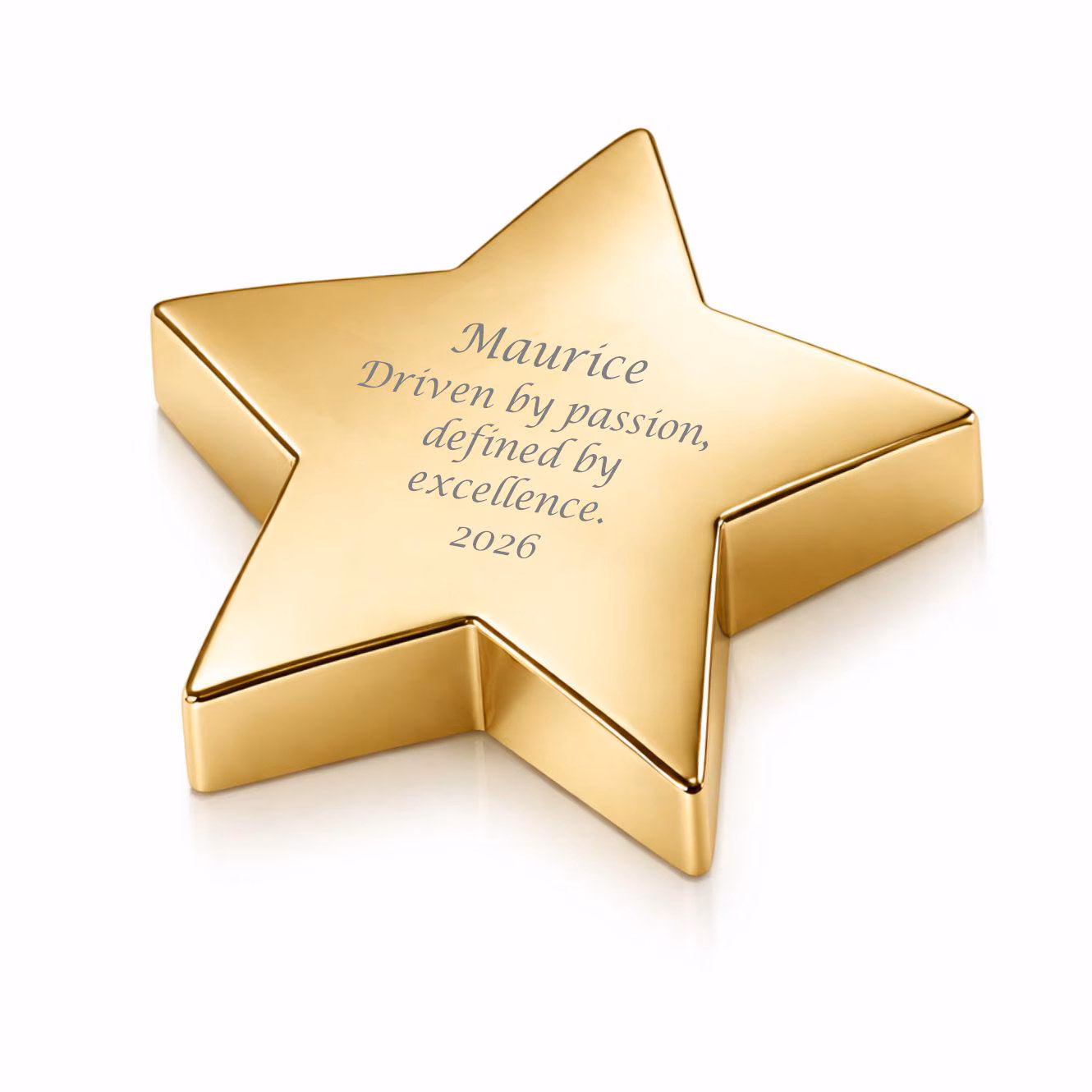 Personalized Gold Star Paperweight, Custom Engraved Gift, Star Award, Teacher Appreciation Gift