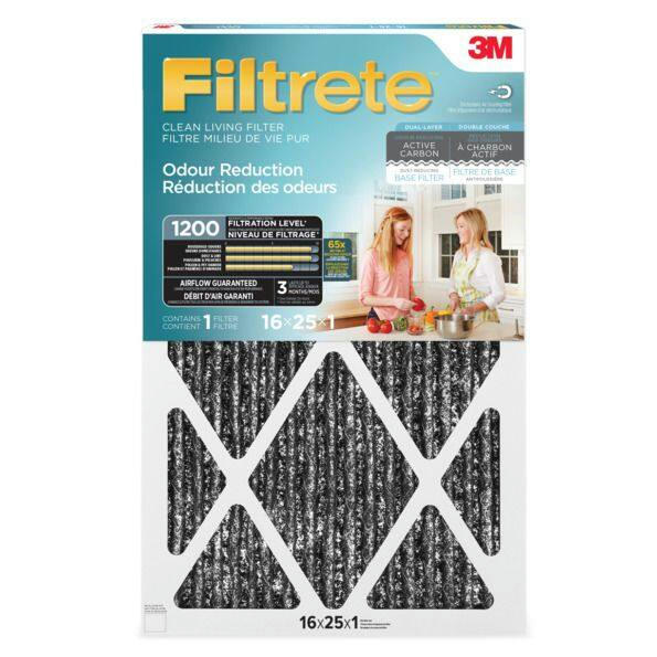 3M™ Filtrete™ Clean Living Odour Reduction Air Filter, MPR 1200, 16 x 25 x 1-in, 1-pk