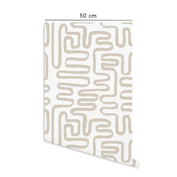 Papier peint adhésif jardin zen écru en vinyle lavable et amovible - 1 rouleau 50x300 cm - Decochic