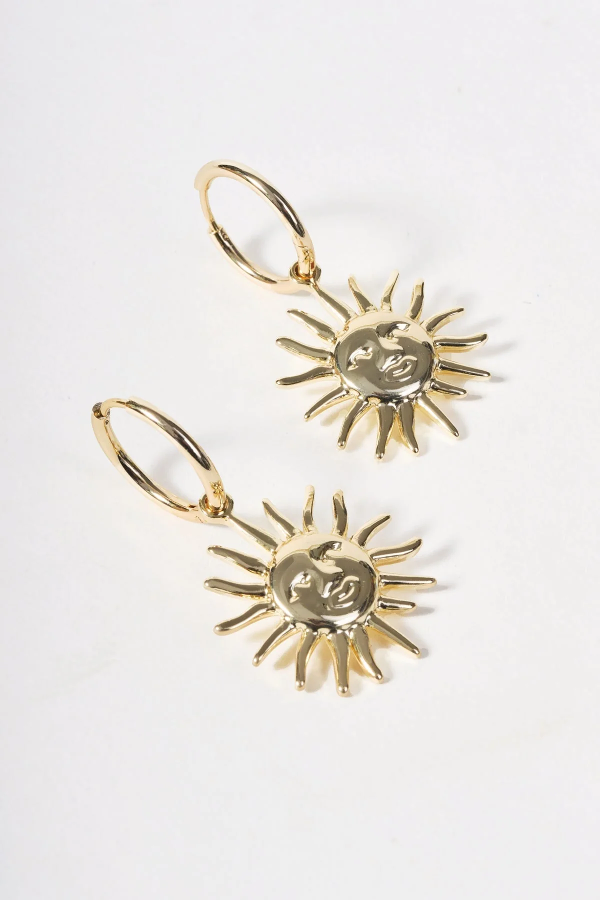 Gold Sun Burst Hoop Earrings