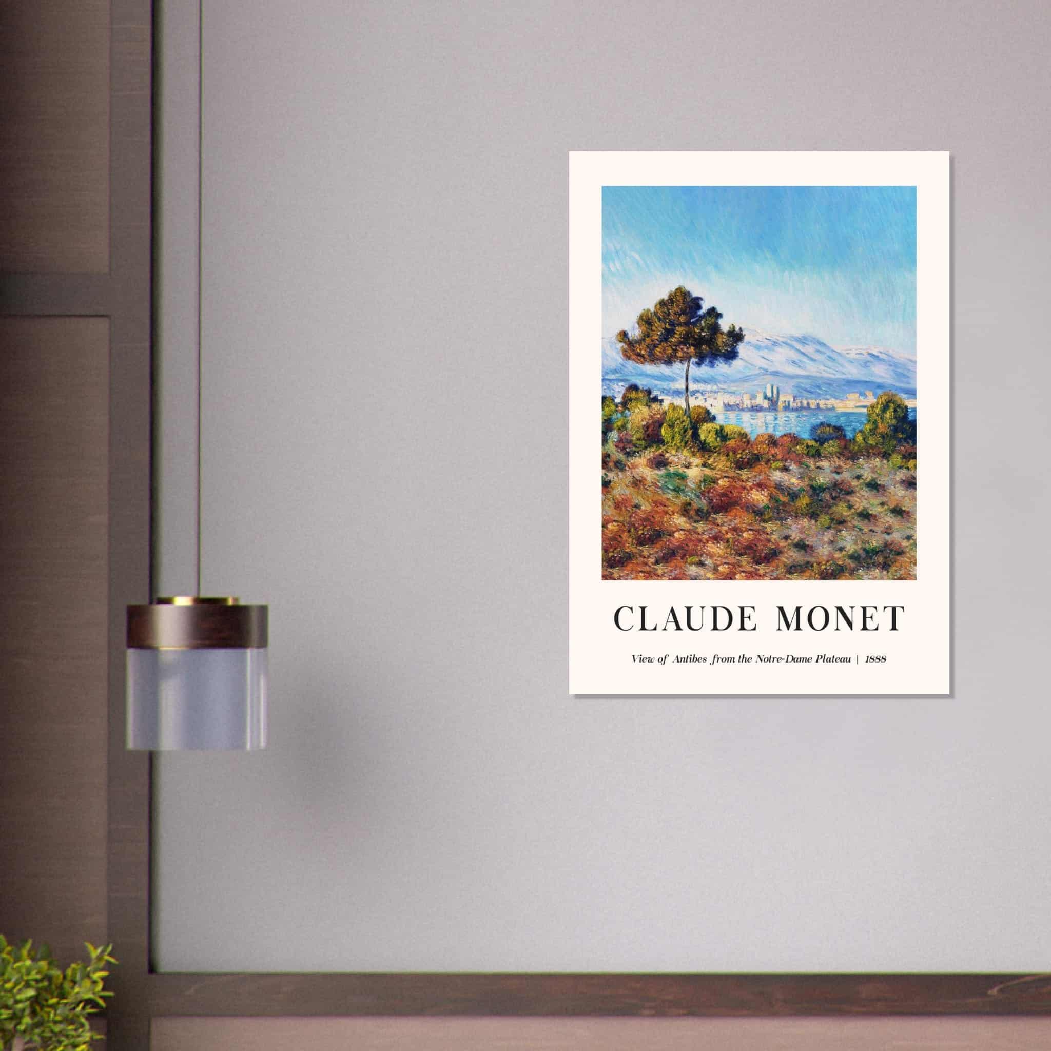Artfulprints Poster Claude Monet - View of Antibes, from the Notre-Dame Plateau  - 70x100 cm - Blauw