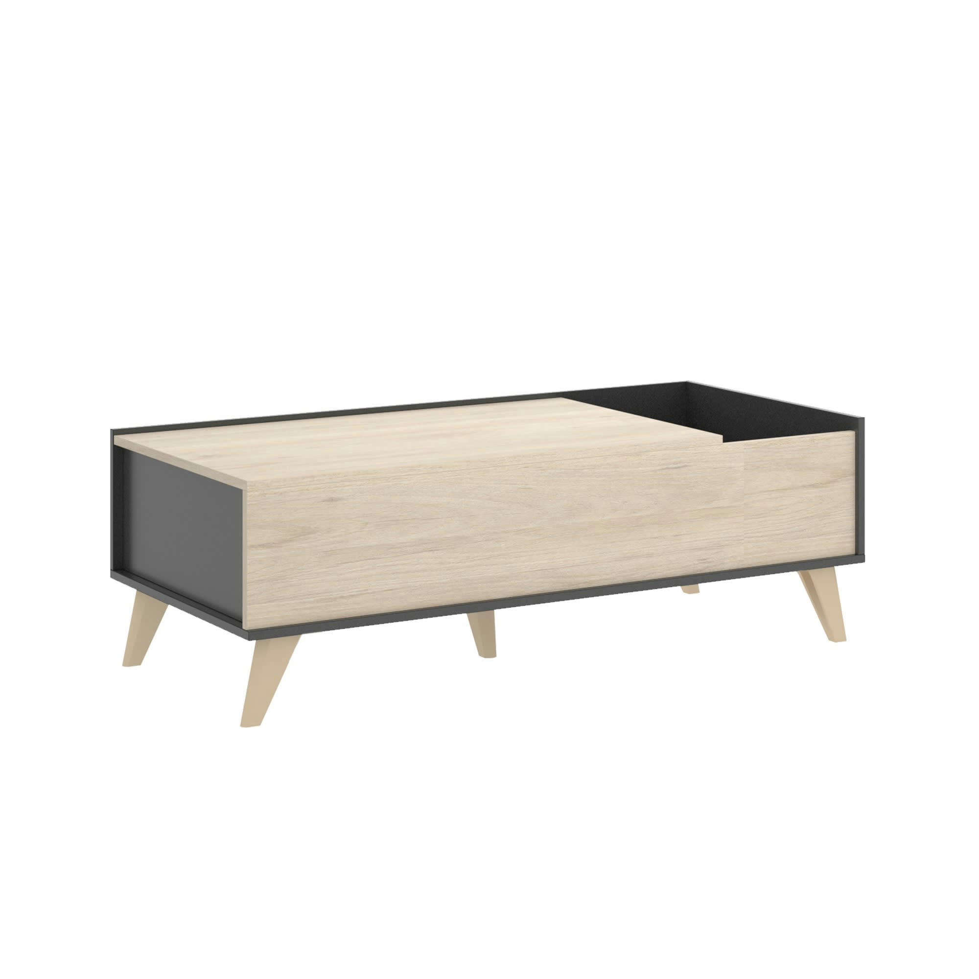DBURS - Table basse effet bois anthracite et chêne