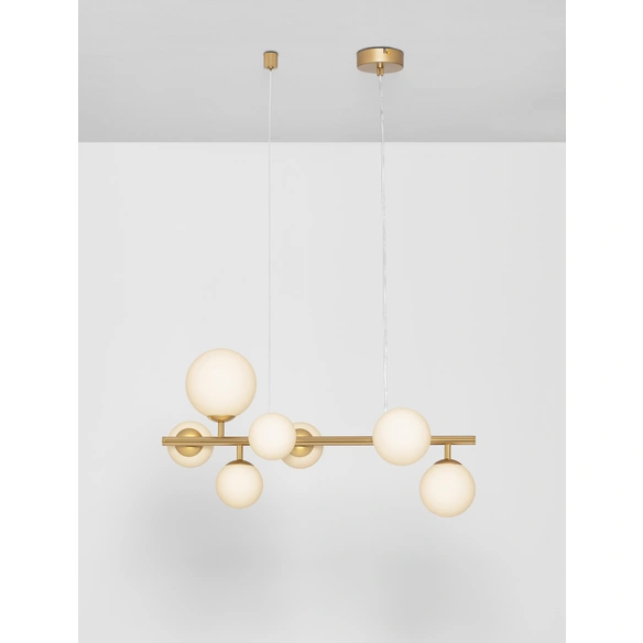 Pendelleuchte »Odillia«, LED, 7-flammig, goldfarben/weiß