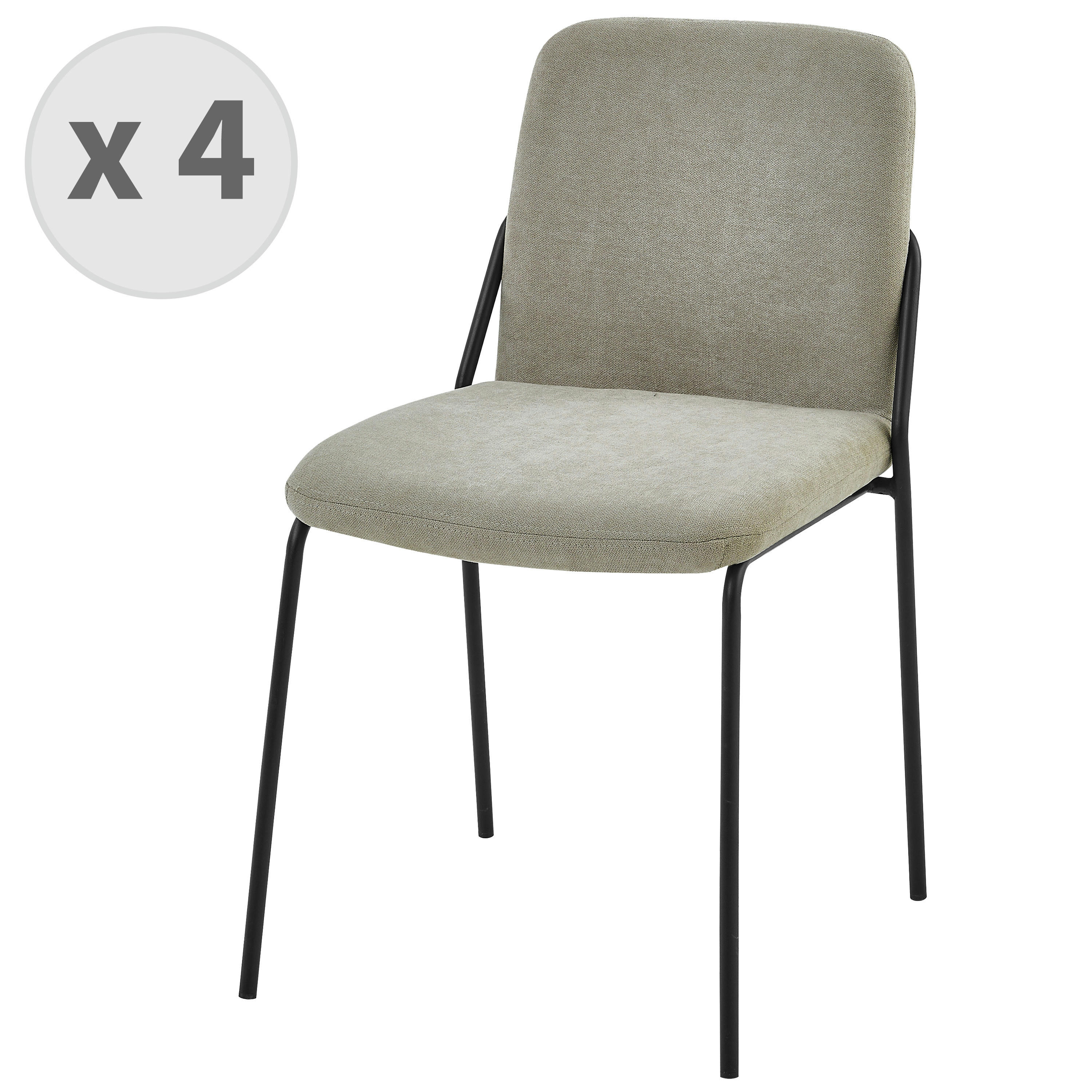 VICKIE - Chaise en tissu Coloris Lin et pieds noir (x4)