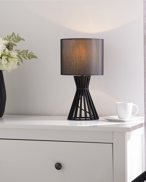Lampa stołowa drewniana 37cm czarna