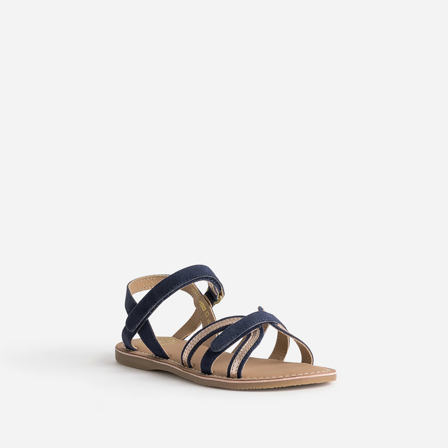 Sandale BUGGY marine cuir velours à scratchs