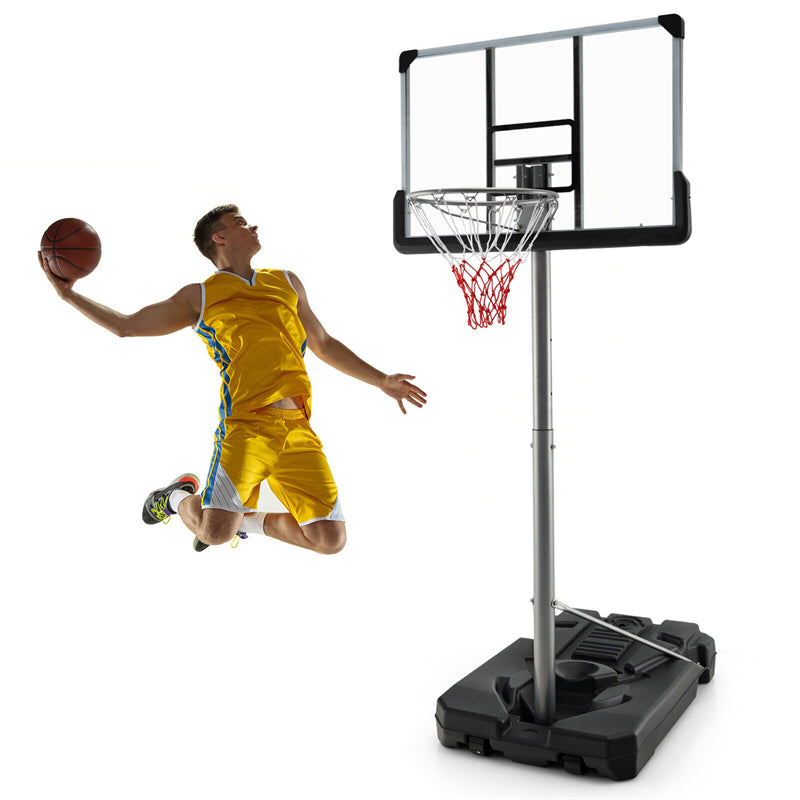 Portable Outdoor Basketball Hoop 64’’-79’’ Adjustable Poolside Basketball Goal System with 44 Backboard Wheeled Fillable Base