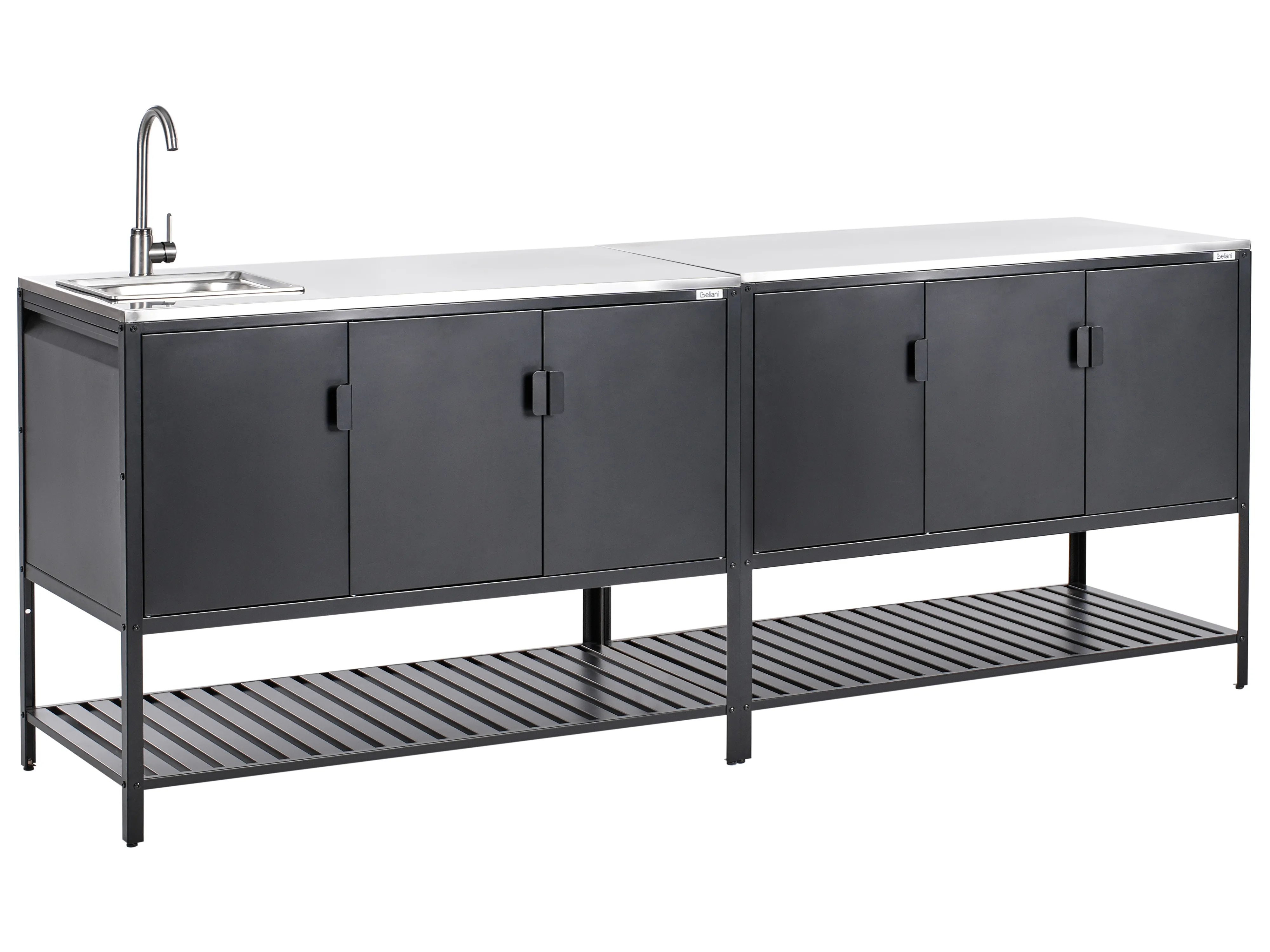 2 Piece Outdoor Kitchen Set with Sink MAENZA Metal Black