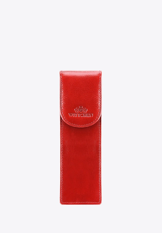 Etui na długopisy ze skóry proste czerwone