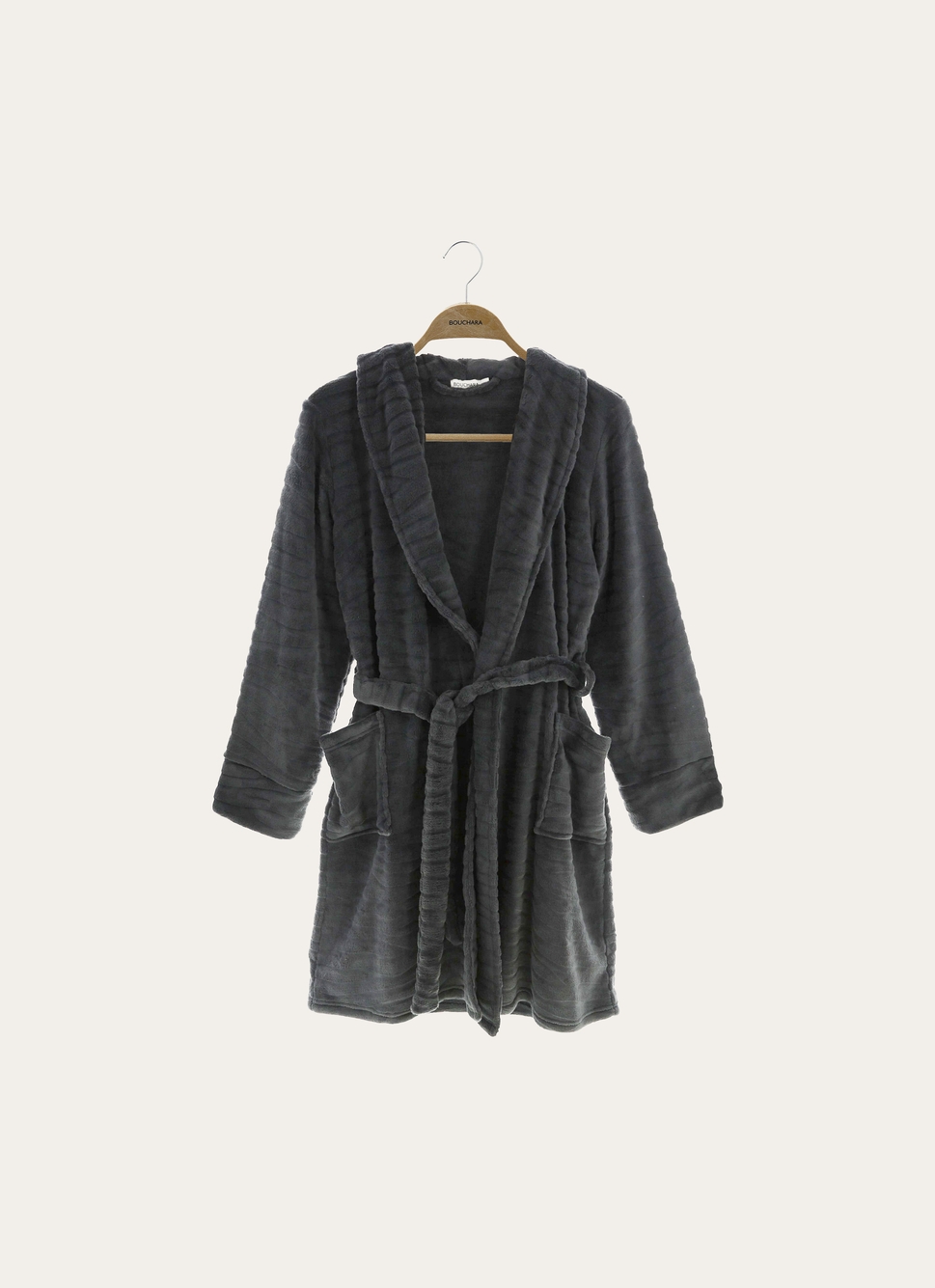 PEIGNOIR COURT EN VELOURS POLAIRE ROSE PÂLE