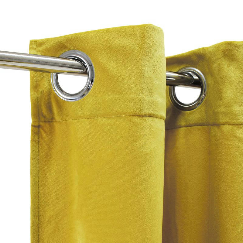 VELOURS - Rideau toucher velours jaune 140x250