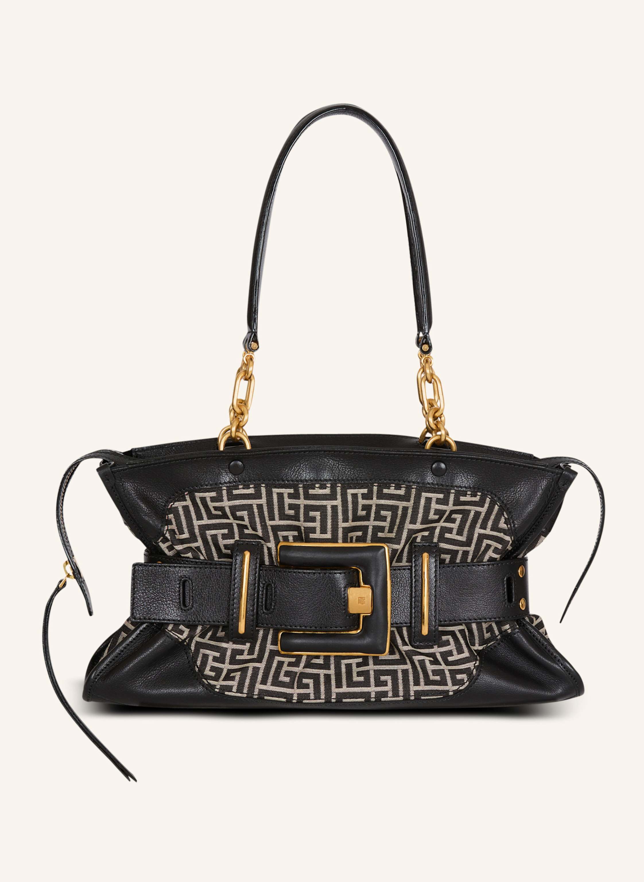 BALMAIN Tasche Anthem aus Leder und Monogramm-Jacquard