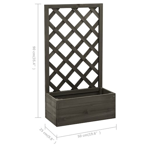 NNEVL Garden Trellis Planter Grey 50x25x90 cm Solid Firwood
