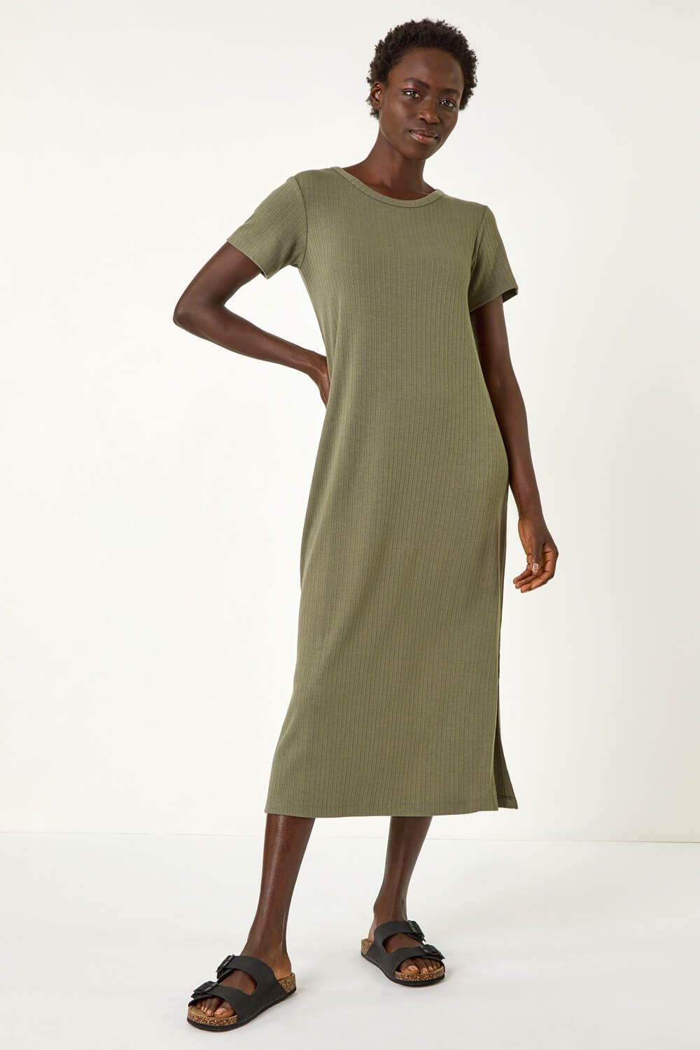 Roman Ribbed Stretch Midi Dress