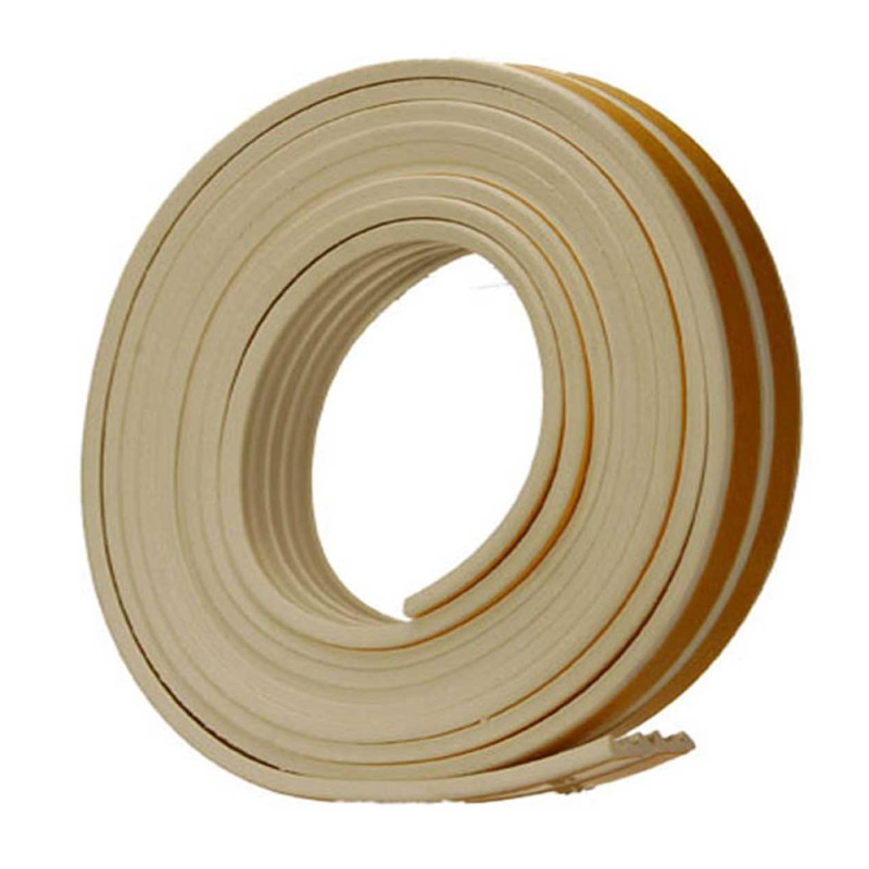 Joint adhésif en caoutchouc profilé E blanc 9 mm x 18 m CONFORTEX