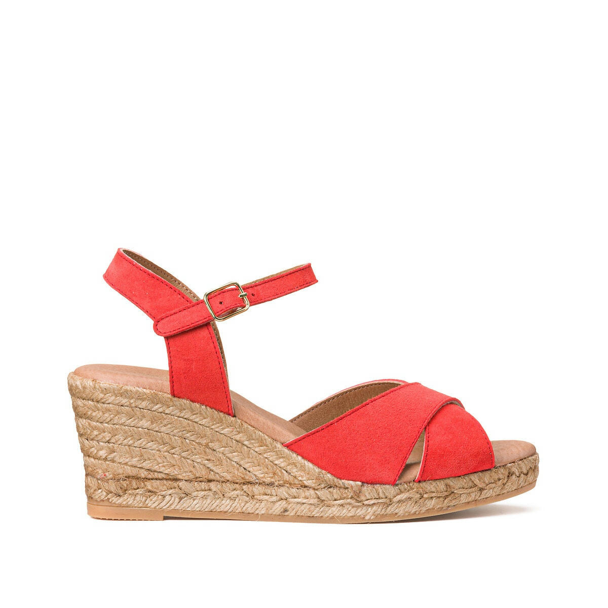 Sandales cuir, talon compensé