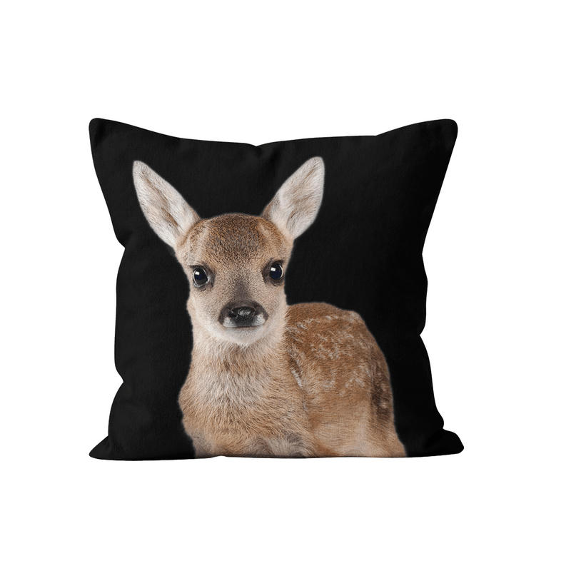 - Coussin déco animal faon blanc velours 40x40cm