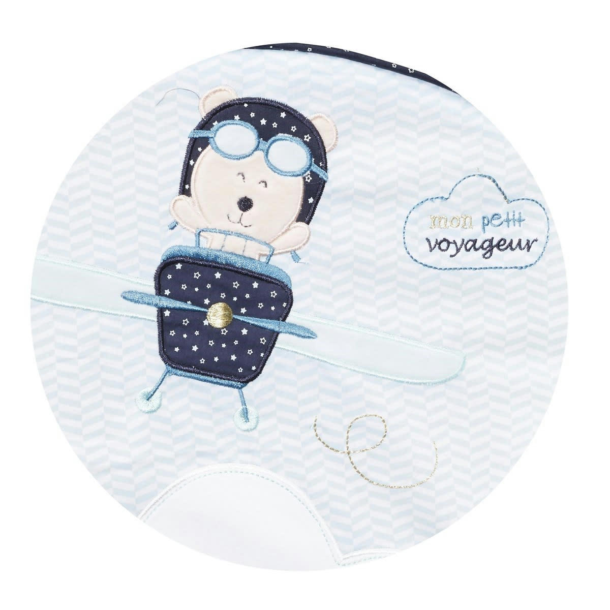 LAZARE - Fauteuil club 42x51cm en coton Bleu