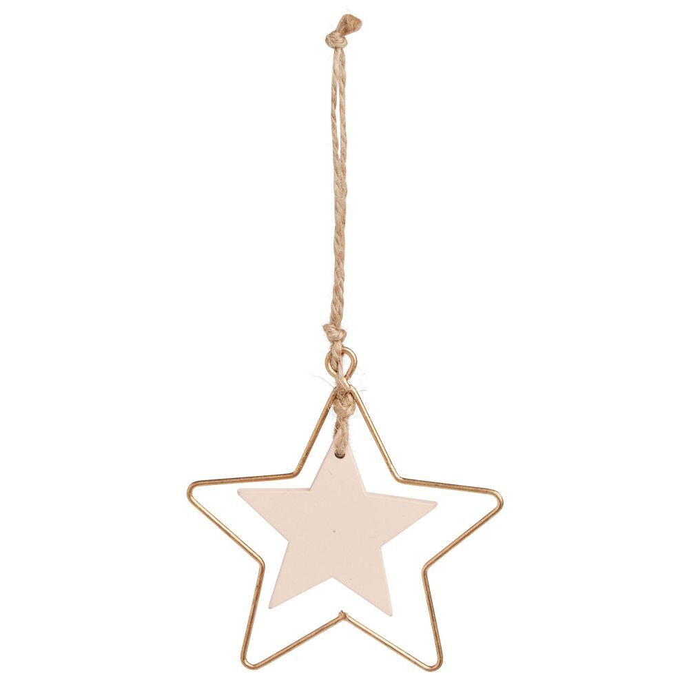 Suspension étoile métal doré et bois rose 8xH20cm