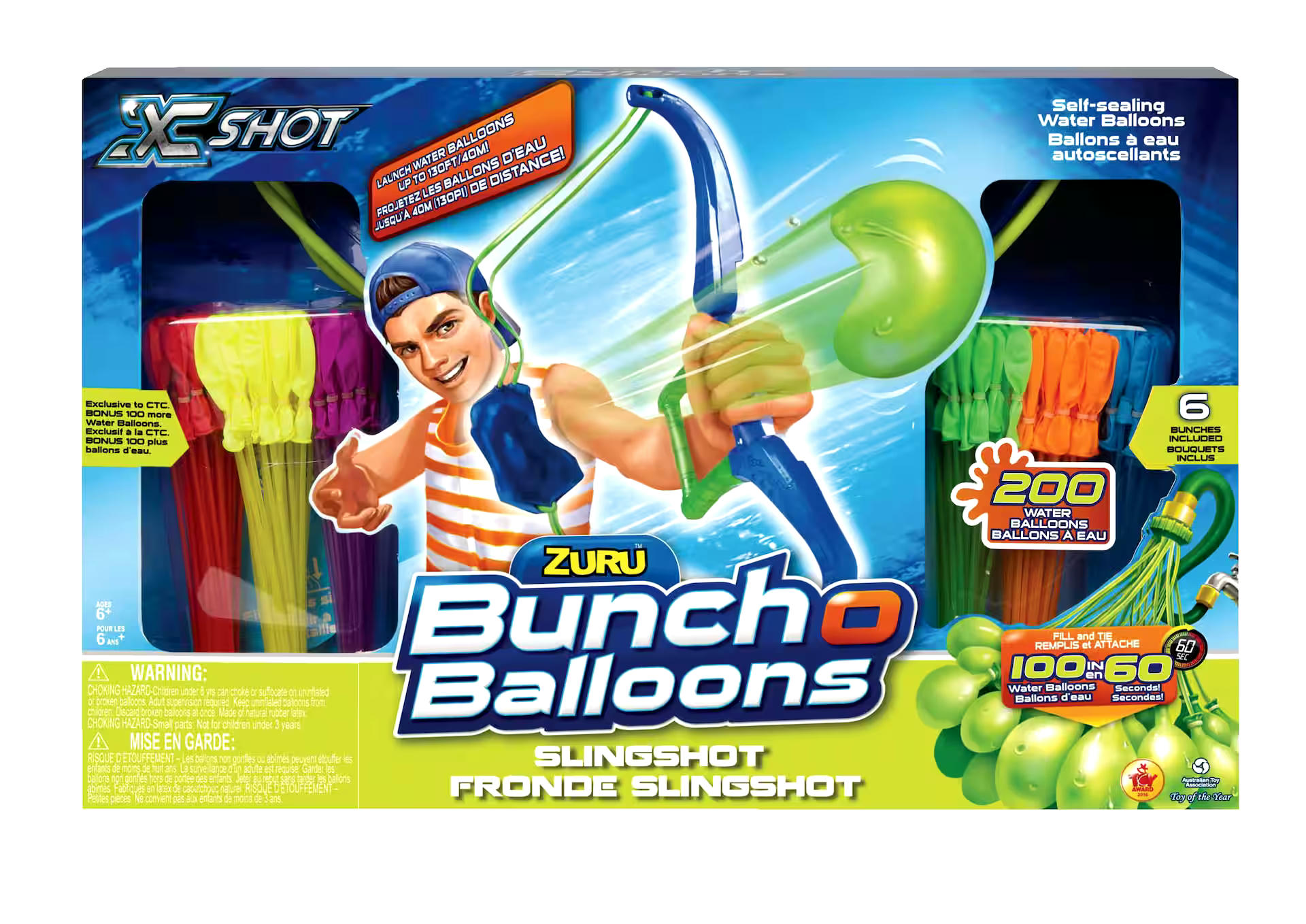 ZURU Bunch O Balloons 200 Fill & Tie Self-Sealing Water Balloons & Slingshot Set, Age 6+
