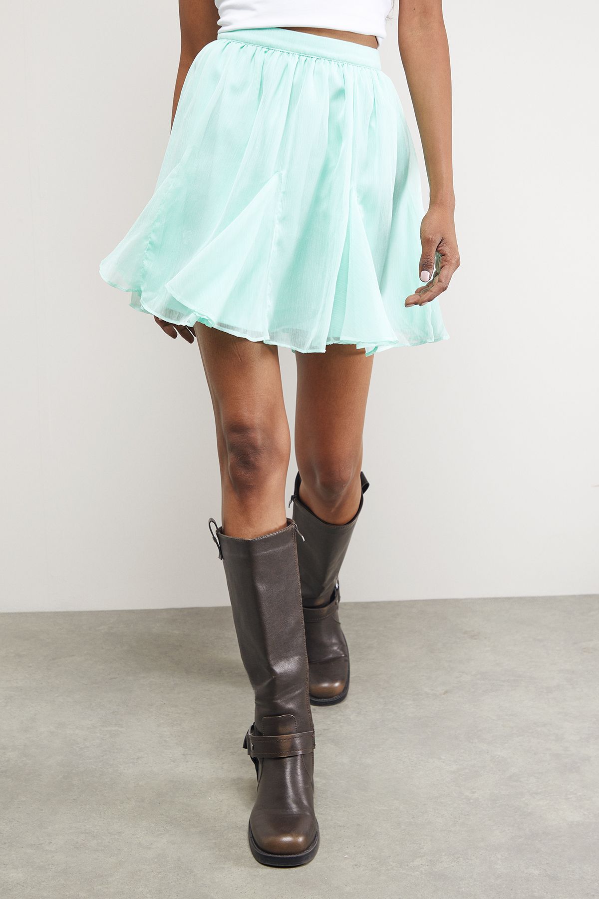 Warehouse Chiffon Godet Flippy Mini Skirt