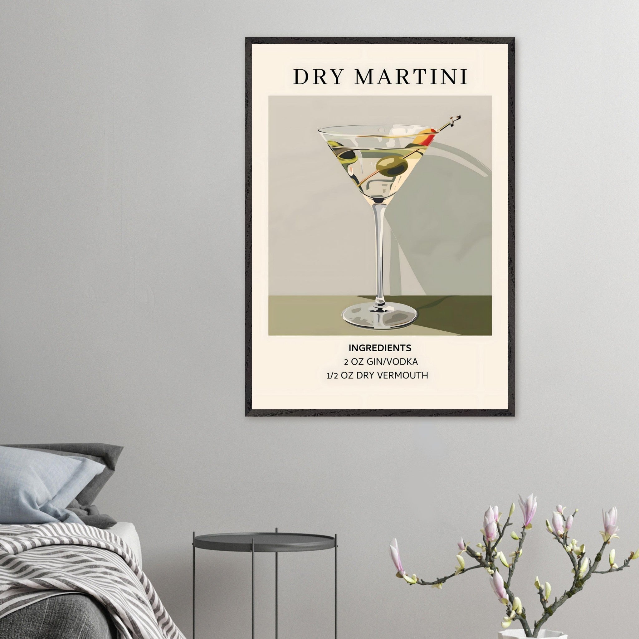 Artfulprints Poster Dry Martini cocktail - Ingrediënten  - 70x100 cm - Groen