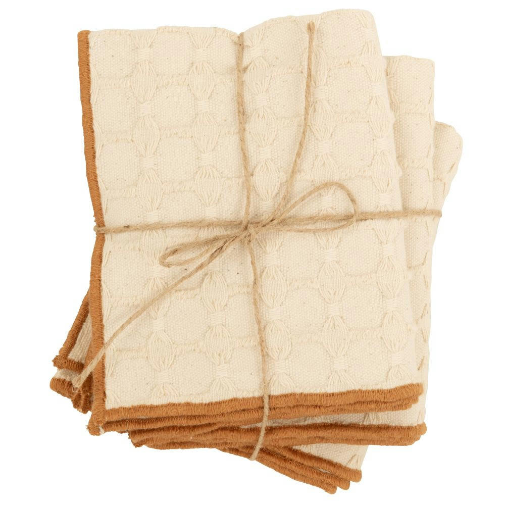 AMENI - Serviettes de table en coton tissé écru 30x50 (x3)