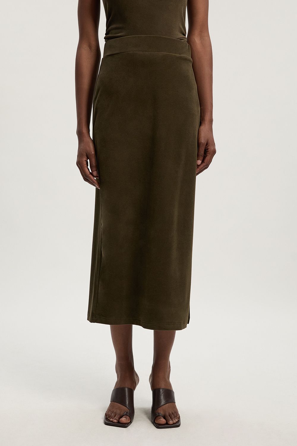 KarenMillen Brushed Textured Jersey Midi Pencil Skirt