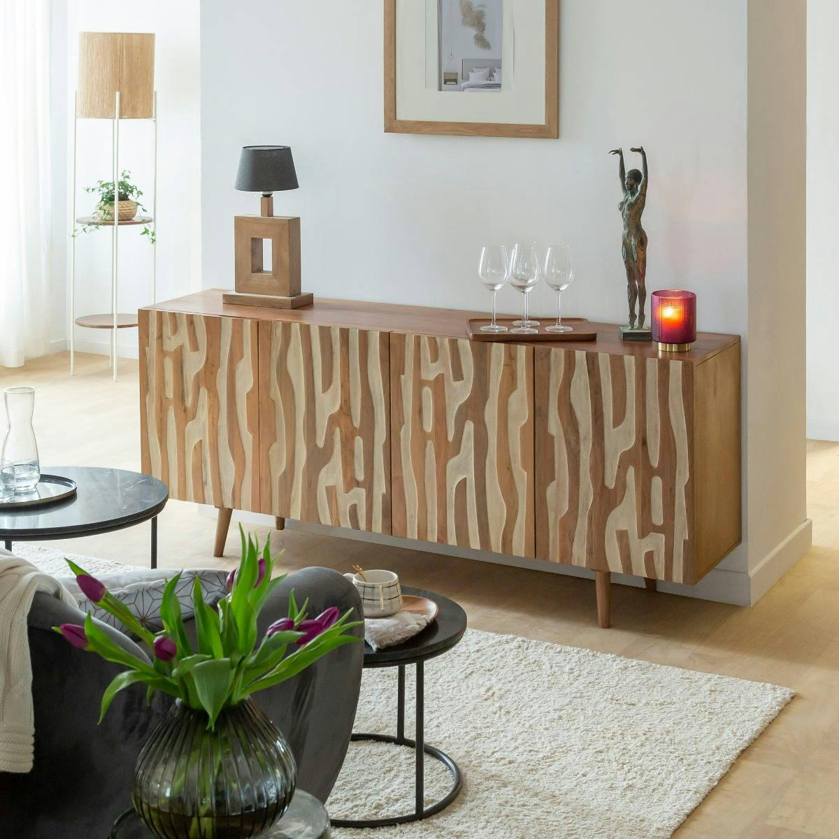 - Buffet en bois marron 177 cm