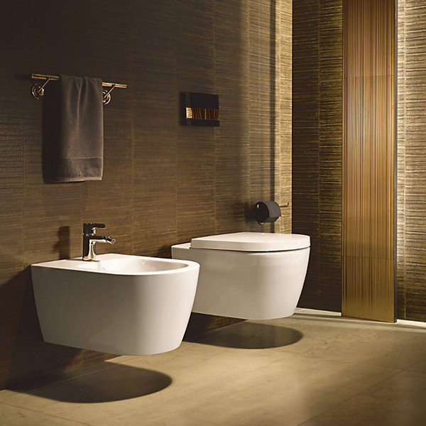 Pack WC suspendu sans bride DURAVIT Me by Starck avec abattant frein de chute   bati support SIAMP   Plaque de commande chromée