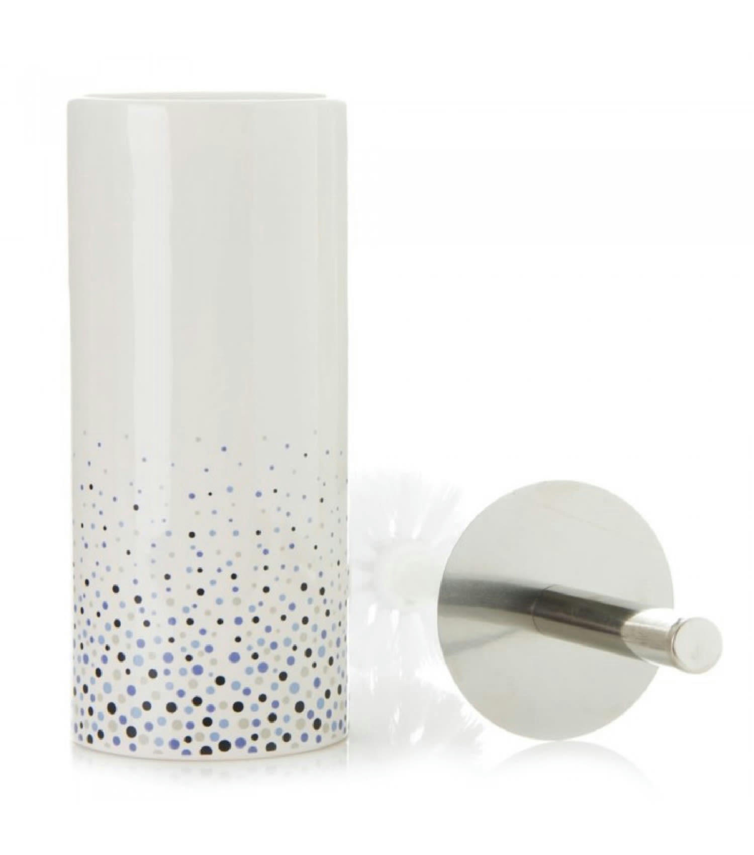 POIS - Brosse WC en céramique blanche et bleue