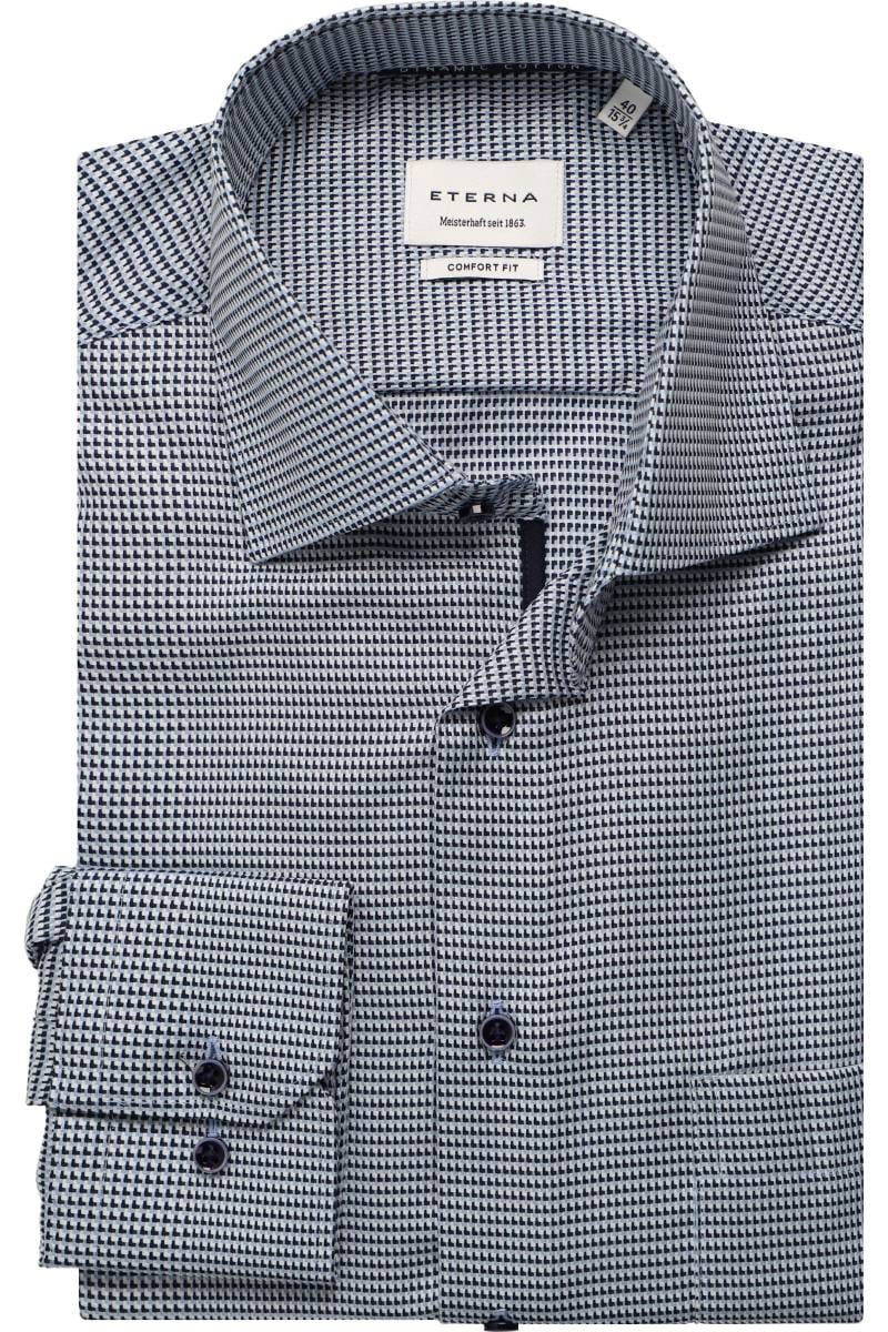 ETERNA Comfort Fit Hemd blau, Strukturiert (super langer Arm)