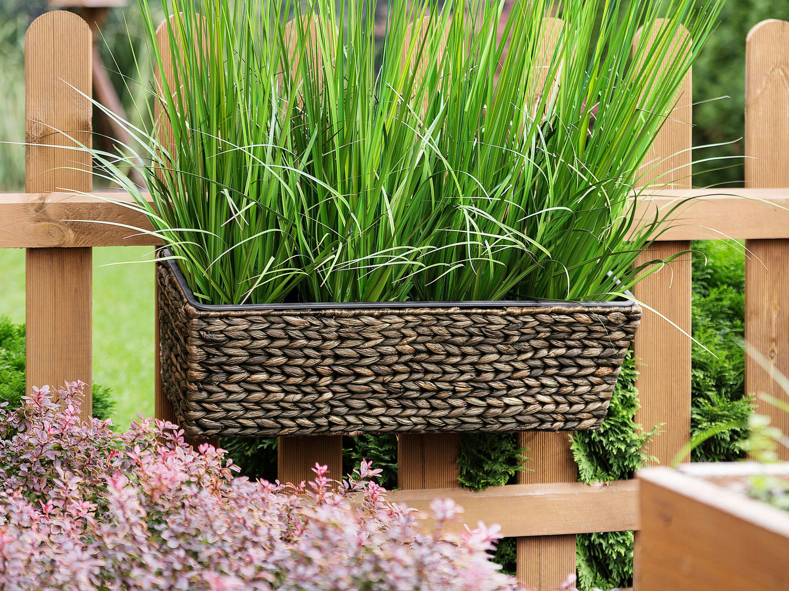 KAWALA - Jardinière balconnière rectangulaire marron 60x18