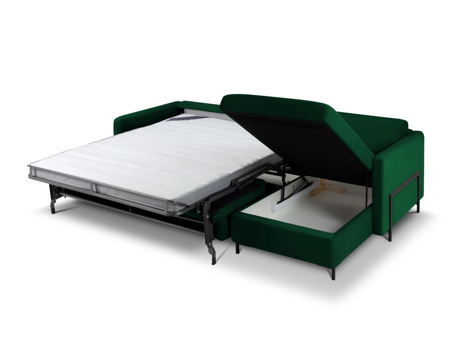 YANIS - Canapé D'Angle Droit Convertible 4 places en Velours Beige