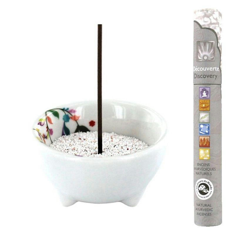 VÉGÉTAL - Porte-encens porcelaine végétal + 14 bâtonnets d'encens ayurvédique