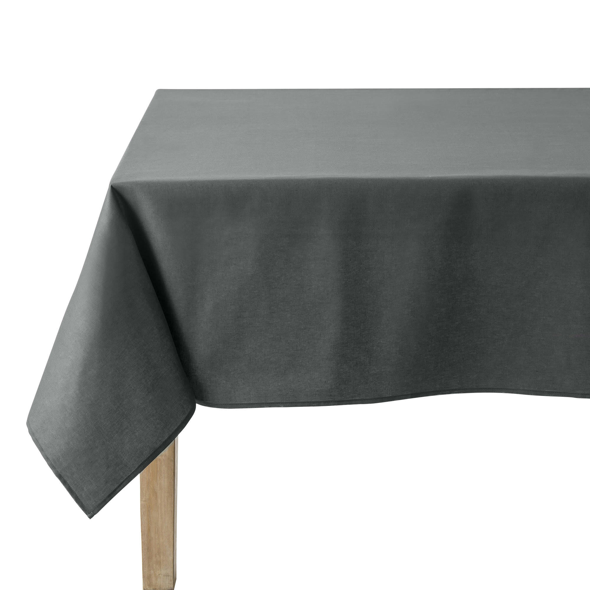 CAMBRAI - Nappe en coton traitee teflon  anthracite 180 x 300
