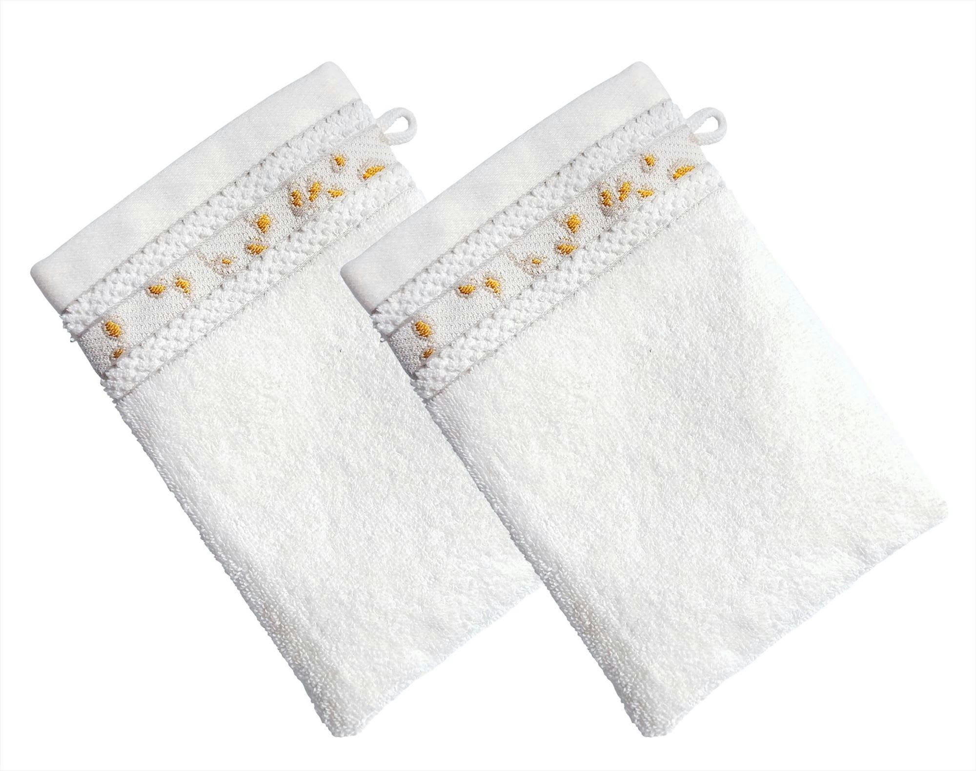 HERBAL - Lot de 2 gants de toilette 15x21 blanc craie en coton 450 g/m²