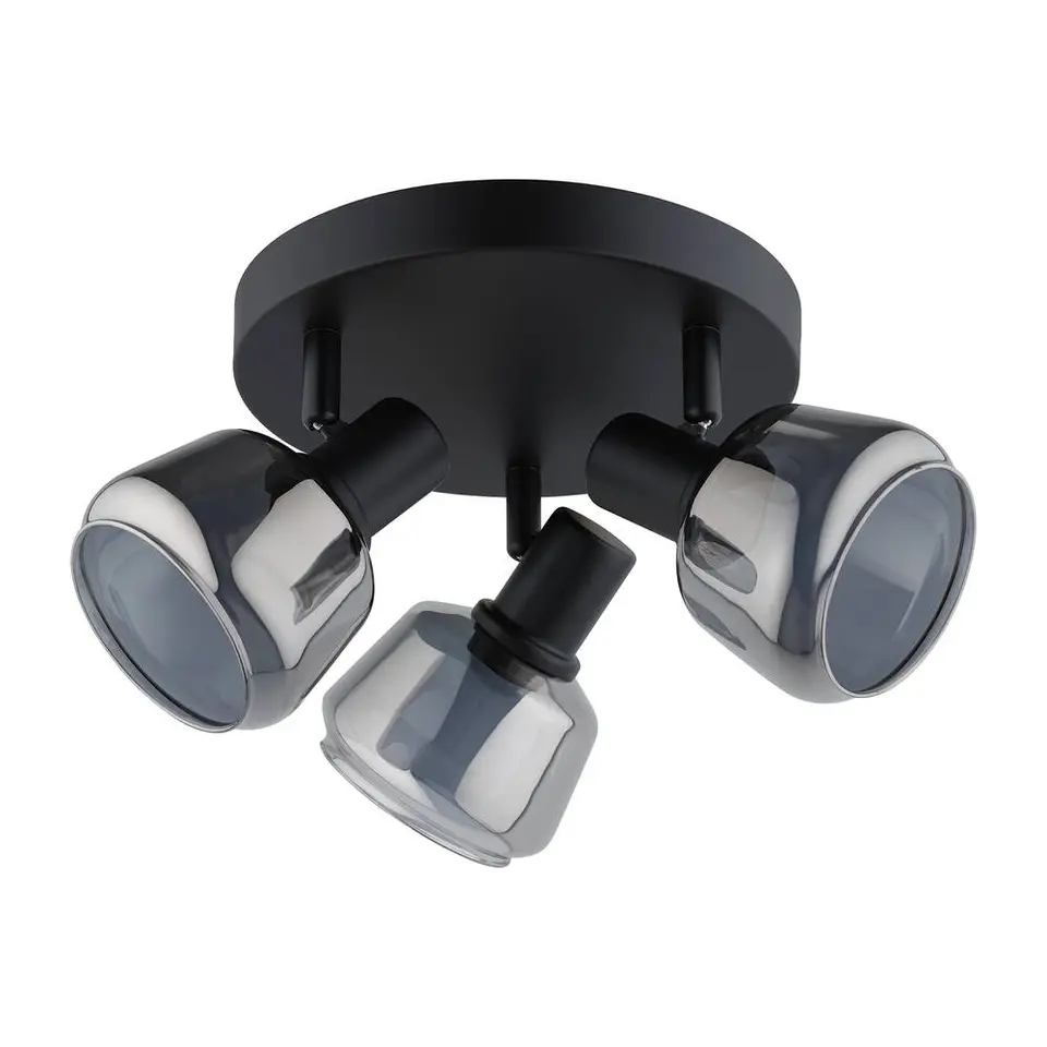3-Spot Noah smoke glas zwart E14
