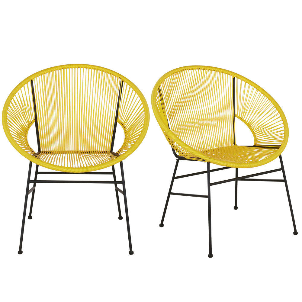 Copacabana Business - Fauteuils professionnels de jardin en résine jaune (x2)