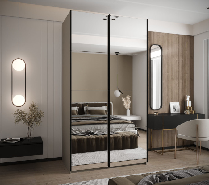 Szafa przesuwna 64 wysoka Lux 2 130 kaszmir kaszmir czarny